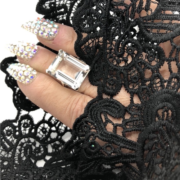 Custom Jewelry - ❤️HOST PICK❤️17.67 Carat White Topaz  Emerald Cut .925 Sterling Silver Ring NWOT